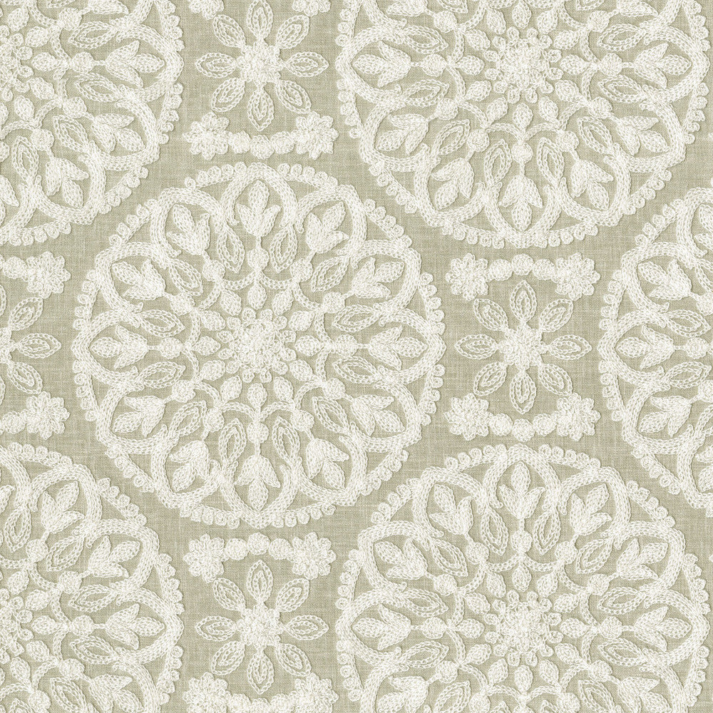 Lace Medallion Emb Cloud 472232 by PK Lifestyles Fabric Cultural Exchange IX Base: 52% Polyester, 48% Cotton EMB: 100% Rayon India 51000 H: 10.2, V: 9 52 - Fabric Carolina -
