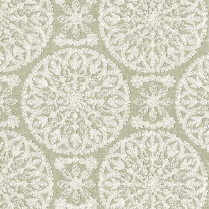 Lace Medallion Emb Cloud 472232 by PK Lifestyles Fabric Cultural Exchange IX Base: 52% Polyester, 48% Cotton EMB: 100% Rayon India 51000 H: 10.2, V: 9 52 - Fabric Carolina -