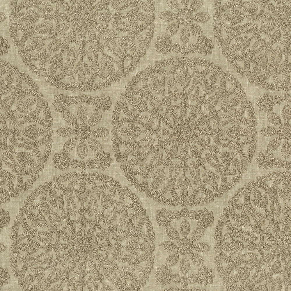 Lace Medallion Emb Twine 472233 by PK Lifestyles Fabric Cultural Exchange IX Base: 52% Polyester, 48% Cotton EMB: 100% Rayon India 51000 H: 10.2, V: 9 52 - Fabric Carolina -