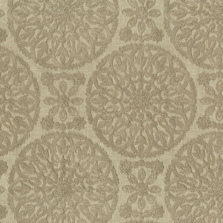 Lace Medallion Emb Twine 472233 by PK Lifestyles Fabric Cultural Exchange IX Base: 52% Polyester, 48% Cotton EMB: 100% Rayon India 51000 H: 10.2, V: 9 52 - Fabric Carolina -