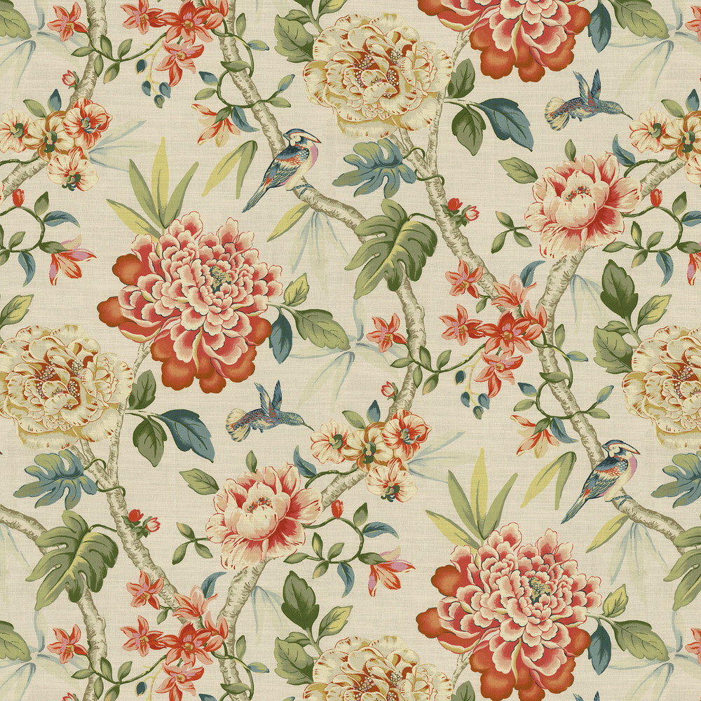 Peony Portico Spring 472692 by PK Lifestyles Fabric Design by Nature VIII 100% Cotton Peru 25000 H: 13.5, V: 27 54 - Fabric Carolina -