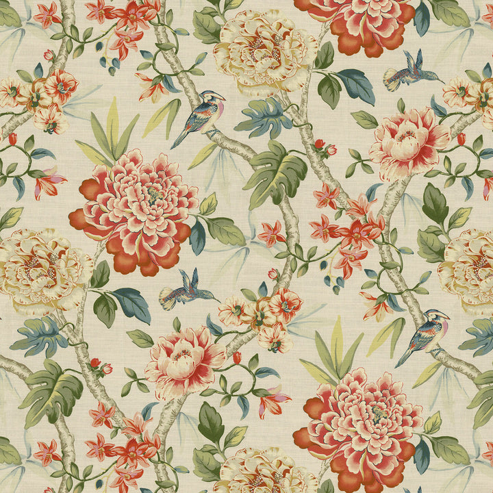Peony Portico Spring 472692 by PK Lifestyles Fabric Design by Nature VIII 100% Cotton Peru 25000 H: 13.5, V: 27 54 - Fabric Carolina -