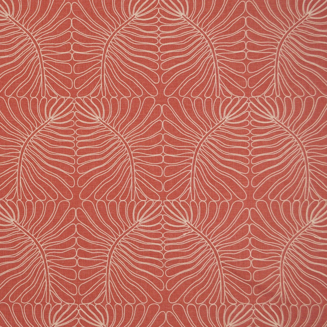 Selva Emb Coral 472950 by PKL Studio Designer Fabric - BASE:70% Polyester 30% Cotton EMB:100% Polyester India 8900 Horizontal: 13.250" and Vertical: 15.750" 53 - Swanky Fabrics -