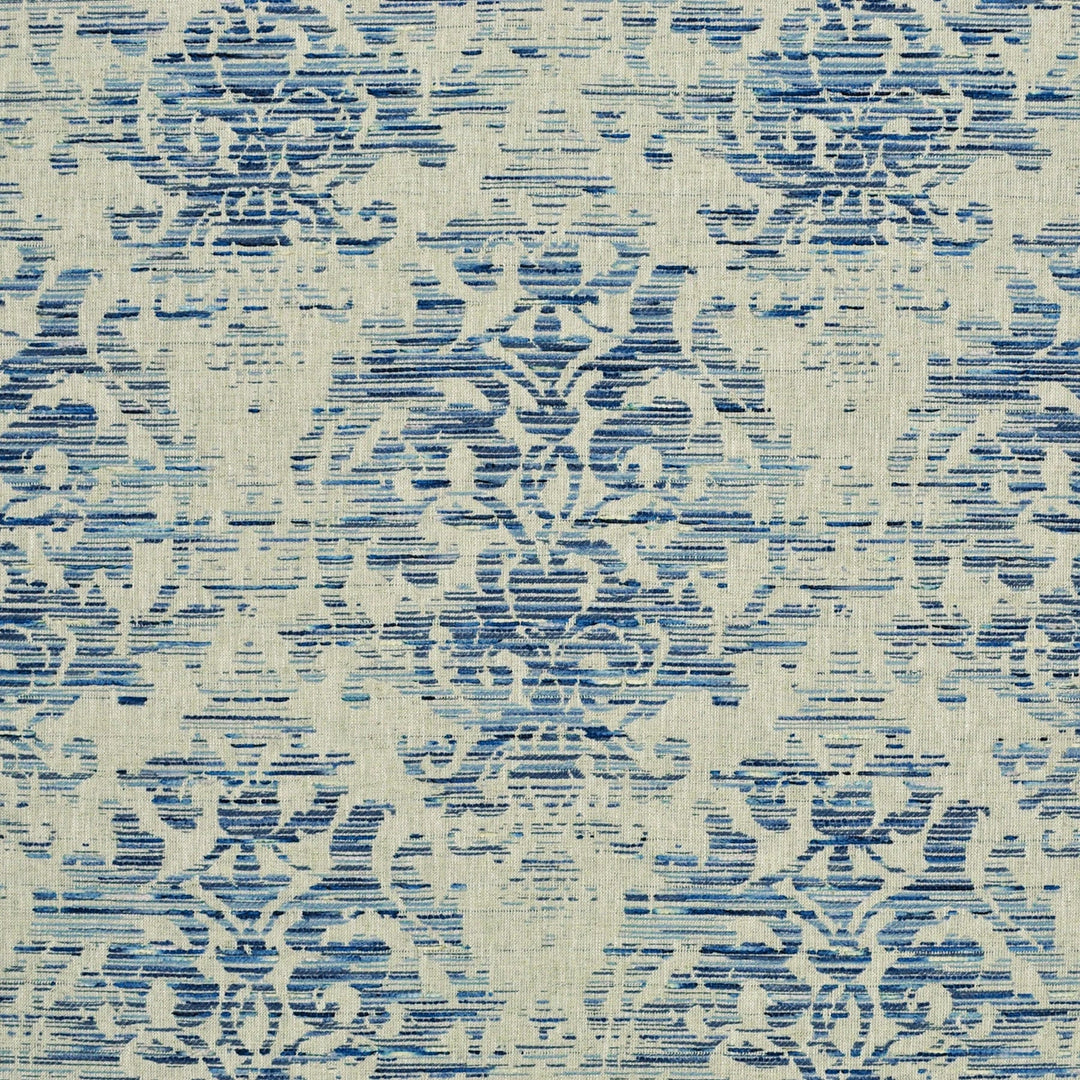 Everly Damask Indigo 472991 by PKL Studio Designer Fabric - 71% Polyester 24% Cotton 5% Linen India 51000 Horizontal: 6.750" and Vertical: 23.000" 54 - Swanky Fabrics -