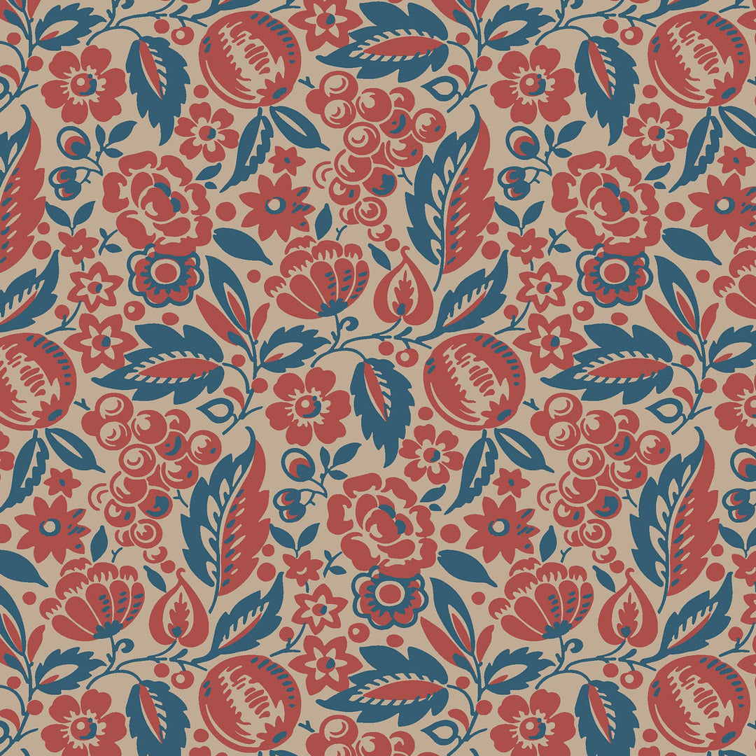 Elise - Red And Blue by Schumacher Wallcovering