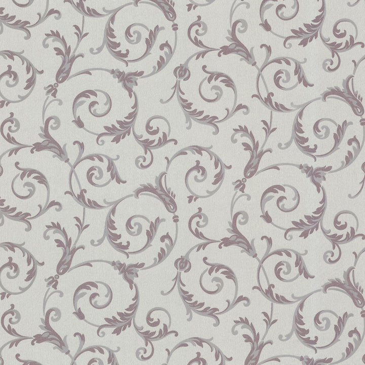 Eros Purple Flowing Scroll Wallpaper by Beacon House Olympia Covers about 56.4 square feet 20.5-in by 33-ft long roll Unpasted 21 - Fabric Carolina -