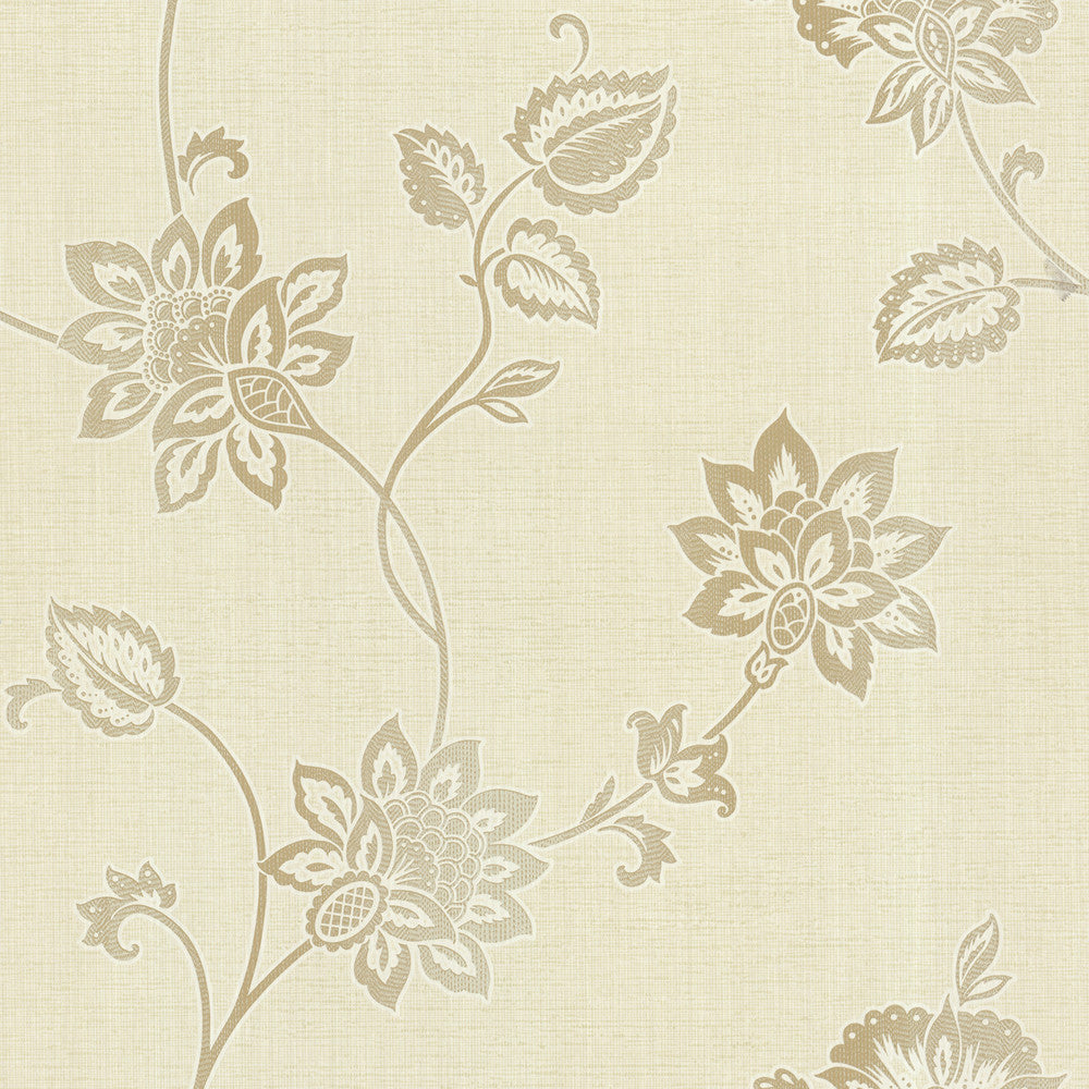 Gemini Beige Jacobean Trail Wallpaper by Beacon House Olympia Covers about 56.4 square feet 20.5-in by 33-ft long roll Unpasted 20.9 - Fabric Carolina -