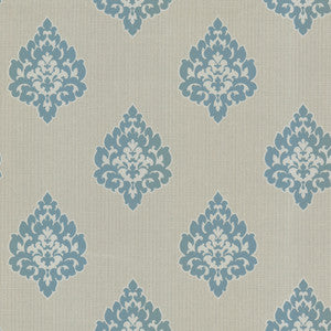 Donald Aqua Transitional Damask Print Wallpaper by Beacon House