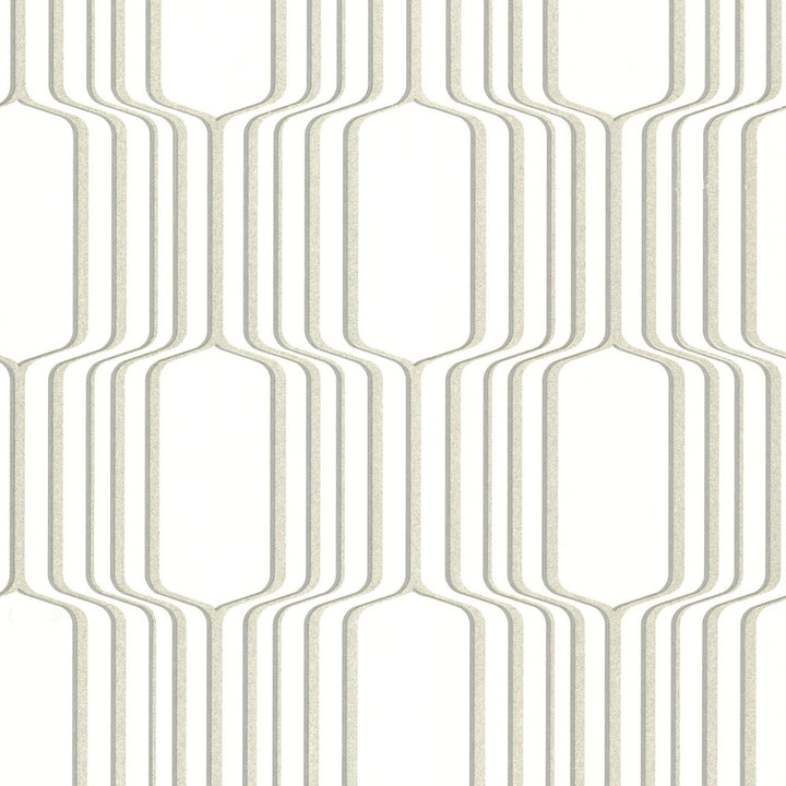 Vina White Square Ogee Wallpaper by Decorline Geo Covers about 56.4 square feet 20.5-in by 33-ft long roll Unpasted 12.6 - Fabric Carolina -