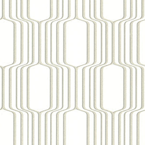 Vina White Square Ogee Wallpaper by Decorline