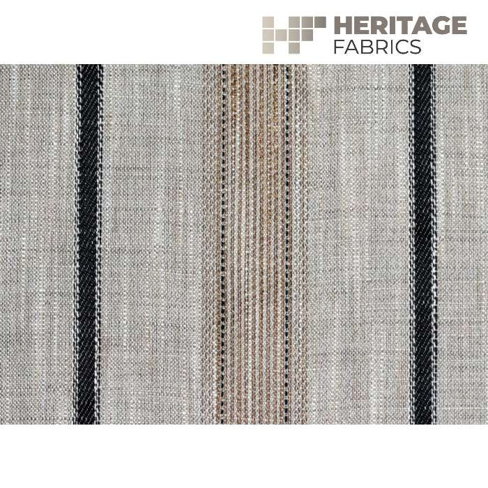 Trafalgar Stripe Peppercorn by Heritage Designer Fabric - 100% Polyester India 36,000 Horizontal: 6" and Vertical: N/A 54" - Swanky Fabrics -