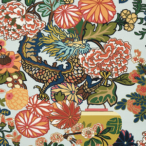 Chiang Mai Dragon Aquamarine 5001060 by Schumacher Wallpaper