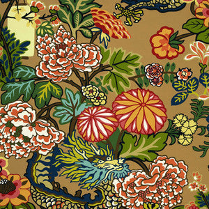 Chiang Mai Dragon Mocha 5001064 by Schumacher Wallpaper