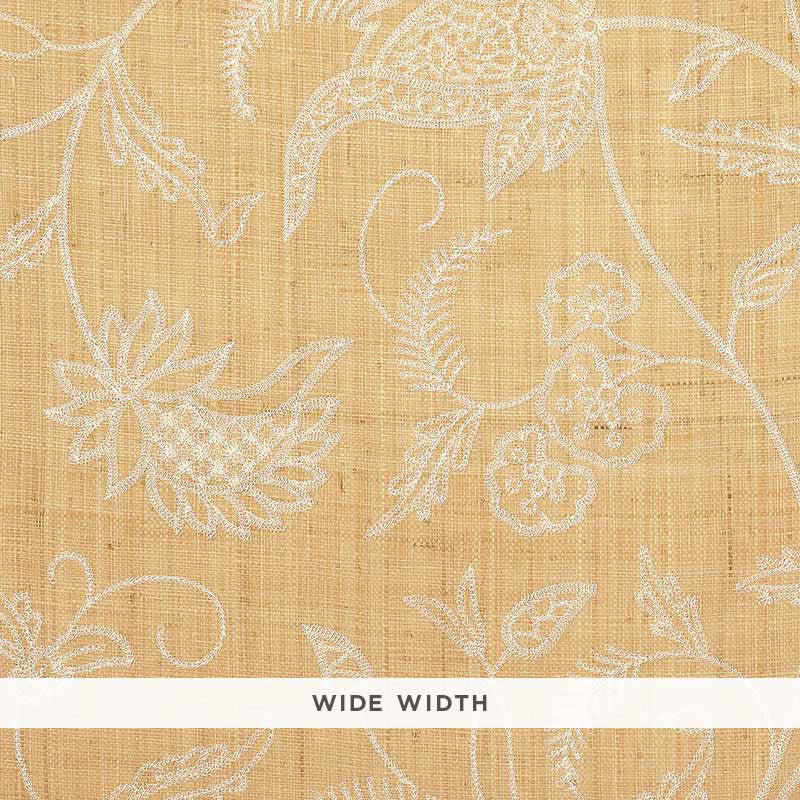 Sconset Embroidered Raffia Natural 5003560 by Schumacher Wallcovering