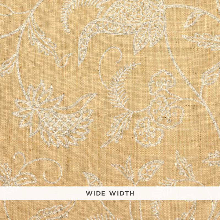 Sconset Embroidered Raffia Natural 5003560 by Schumacher Wallcovering