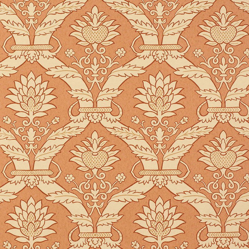 Siena Damask Terra Cotta 5003651 by Schumacher Wallpaper PALAZZO DAMASKS Paper 0 UNITED KINGDOM </p><p>Repeat: Horizontal: 10 1/4" (26CM) and Vertical: 10" (25CM) 20.5 - Fabric Carolina -