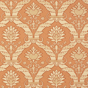 Siena Damask Terra Cotta 5003651 by Schumacher Wallcovering