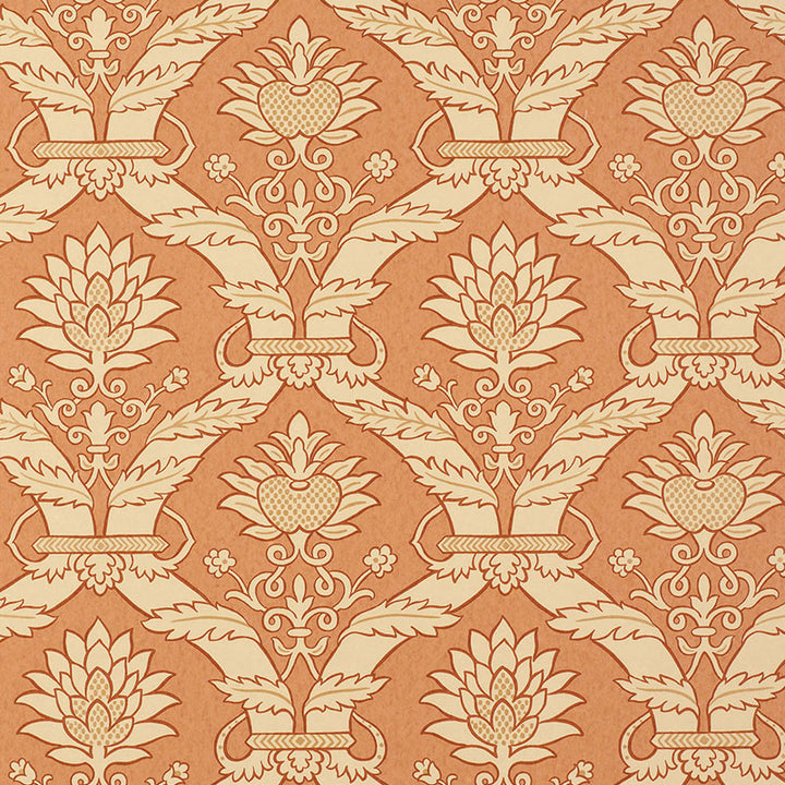 Siena Damask Terra Cotta 5003651 by Schumacher Wallcovering