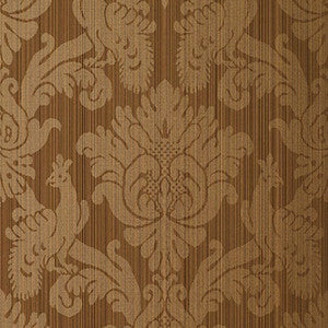 Valette Strie Damask Mahogany 5003665 by Schumacher Wallcovering