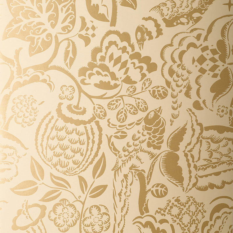 Uccello Champagne 5003711 by Schumacher Designer Wallpaper PALAZZO DAMASKS Paper 0 UNITED STATES OF AMERICA </p><p>Repeat: Horizontal: 27" (69CM) and Vertical: 33 1/2" (85CM) 27 - Swanky Fabrics -