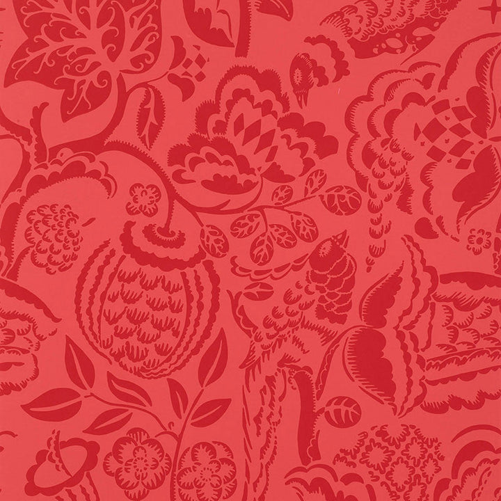 Uccello Red 5003714 by Schumacher Designer Wallpaper PALAZZO DAMASKS Paper 0 UNITED STATES OF AMERICA </p><p>Repeat: Horizontal: 27" (69CM) and Vertical: 33 1/2" (85CM) 27 - Swanky Fabrics -