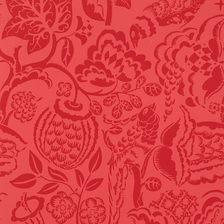 Uccello Red 5003714 by Schumacher Wallcovering