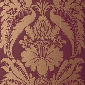 Montebello Damask Mahogany 5003734 by Schumacher Wallcovering