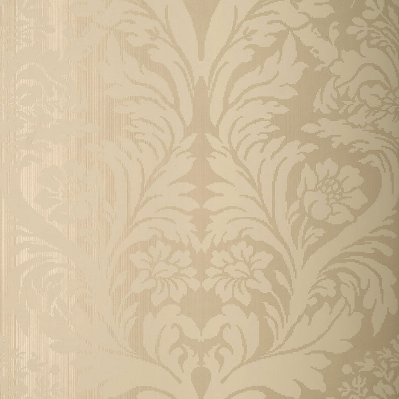 Rozzano Damask Champagne 5003742 by Schumacher Wallcovering