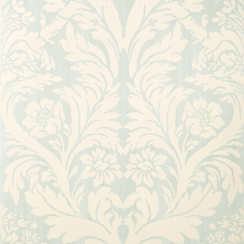 Rozzano Damask Seafoam 5003743 by Schumacher Wallcovering Schumacher Wallcovering Rozzano Damask Seafoam 5003743Wallcovering Paper UNITED STATES OF AMERICA </p><p>Repeat: H: HORZ. 27" (69CM) , V: VERT. 60 1/4" (153CM) 27 - Fabric Carolina -
