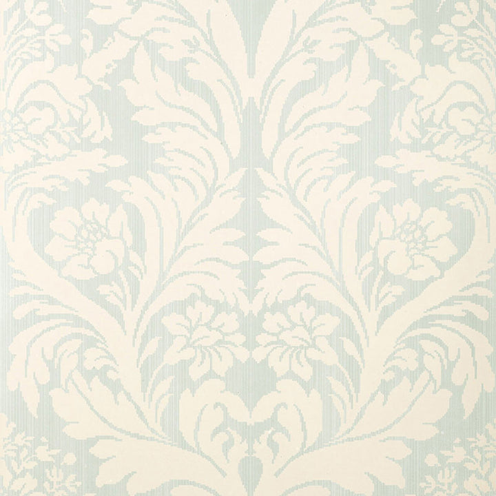 Rozzano Damask Seafoam 5003743 by Schumacher Wallcovering