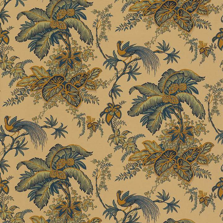 Coconut Grove Pecan 5004051 by Schumacher Wallcovering
