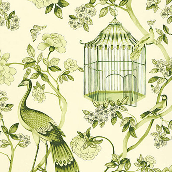 Oiseaux Et Fleurs Peridot 5004083 by Schumacher Wallcovering