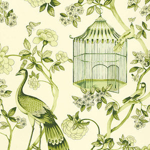 Oiseaux Et Fleurs Peridot 5004083 by Schumacher Wallcovering