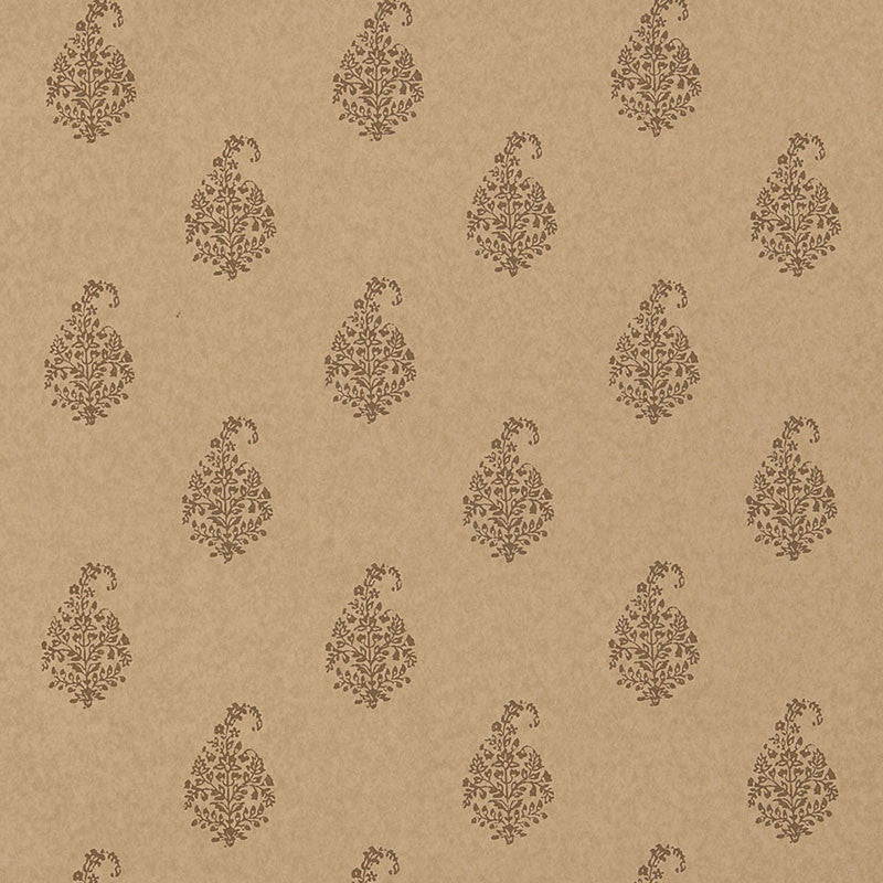 Kerala Paisley Tabac 5005283 by Schumacher Designer Wallpaper JAIPUR / HAND BLOCK PRINTS Paper 0 INDIA </p><p>Repeat: Horizontal: and Vertical: 6 3/4" (17CM) 27 - Swanky Fabrics -