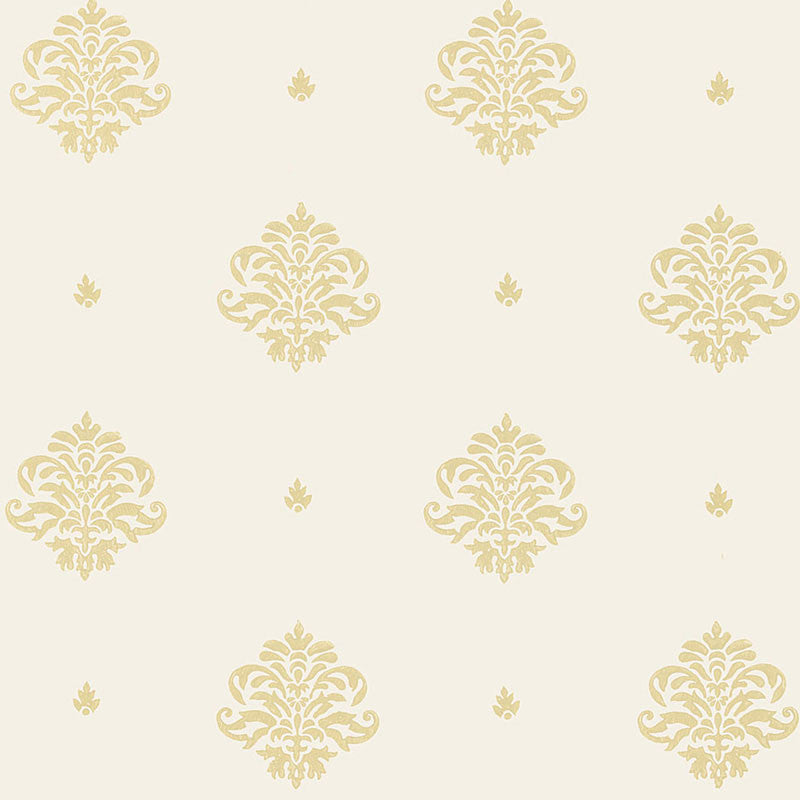 Mayla Damask Straw 5005353 by Schumacher Designer Wallpaper JAIPUR / HAND BLOCK PRINTS Paper 0 INDIA </p><p>Repeat: Horizontal: and Vertical: 13 1/2" (34CM) 27 - Swanky Fabrics -