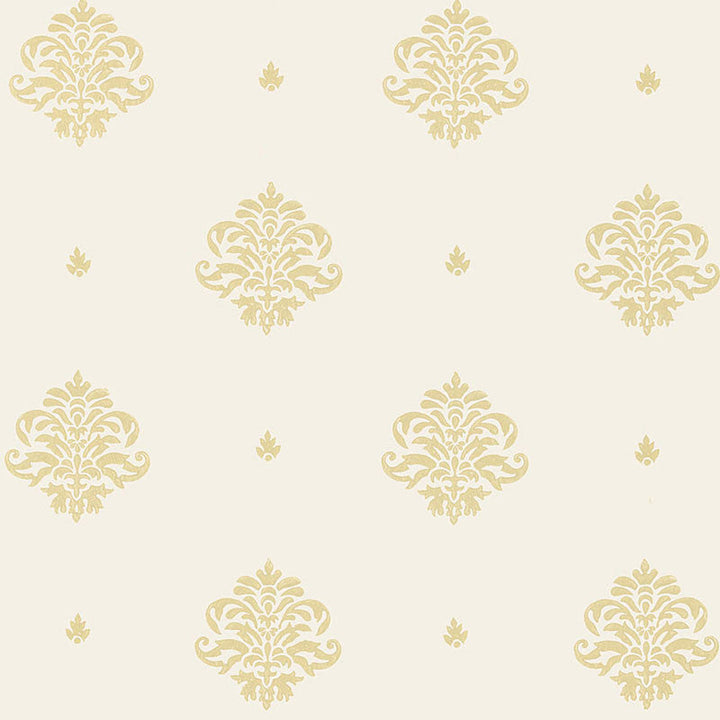 Mayla Damask Straw 5005353 by Schumacher Designer Wallpaper JAIPUR / HAND BLOCK PRINTS Paper 0 INDIA </p><p>Repeat: Horizontal: and Vertical: 13 1/2" (34CM) 27 - Swanky Fabrics -
