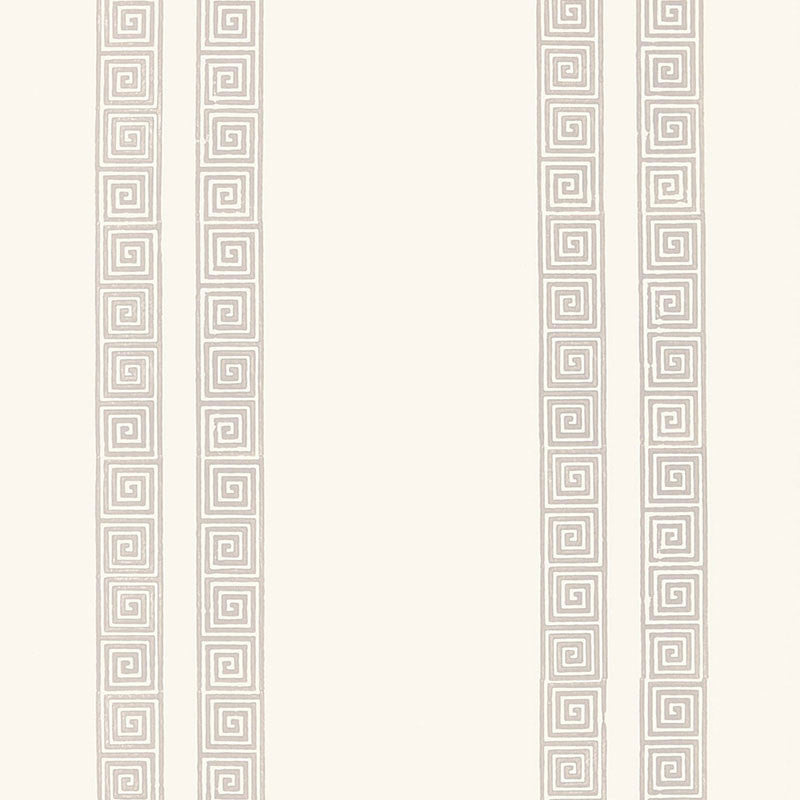 Greek Key Stripe Oyster 5005360 by Schumacher Designer Wallpaper JAIPUR / HAND BLOCK PRINTS Paper 0 INDIA </p><p>Repeat: Horizontal: and Vertical: 7 1/2" (19CM) 27 - Swanky Fabrics -