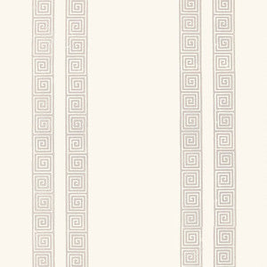 Greek Key Stripe Oyster 5005360 by Schumacher Wallcovering