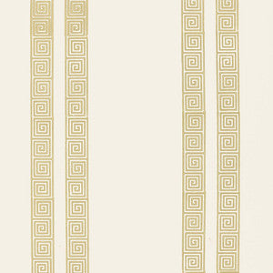 Greek Key Stripe Straw 5005363 by Schumacher Wallcovering