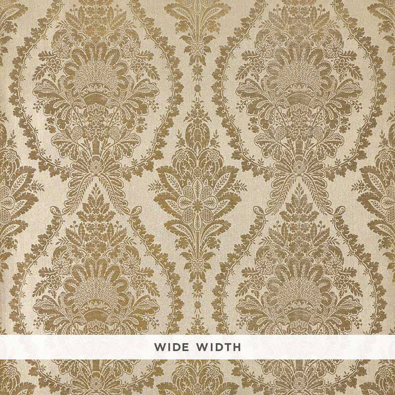Incandescence Damask Gilt 5007381 by Schumacher Wallcovering