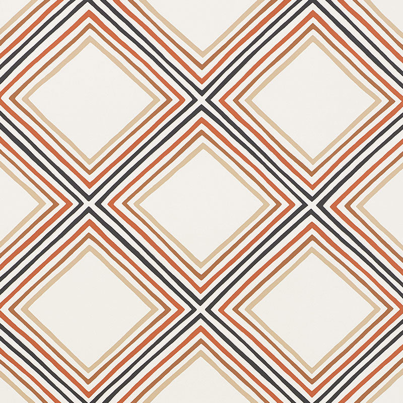 Square Dance Brown 5009832 by Schumacher Wallcovering