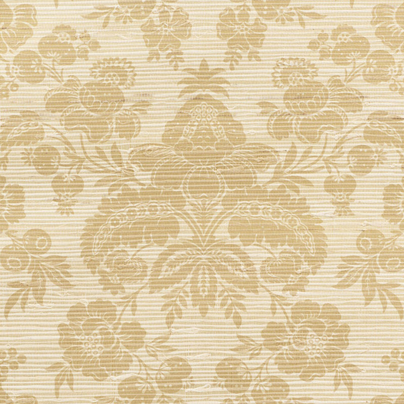 Simone Damask Grasscloth Gold 5010121 by Schumacher Wallcovering