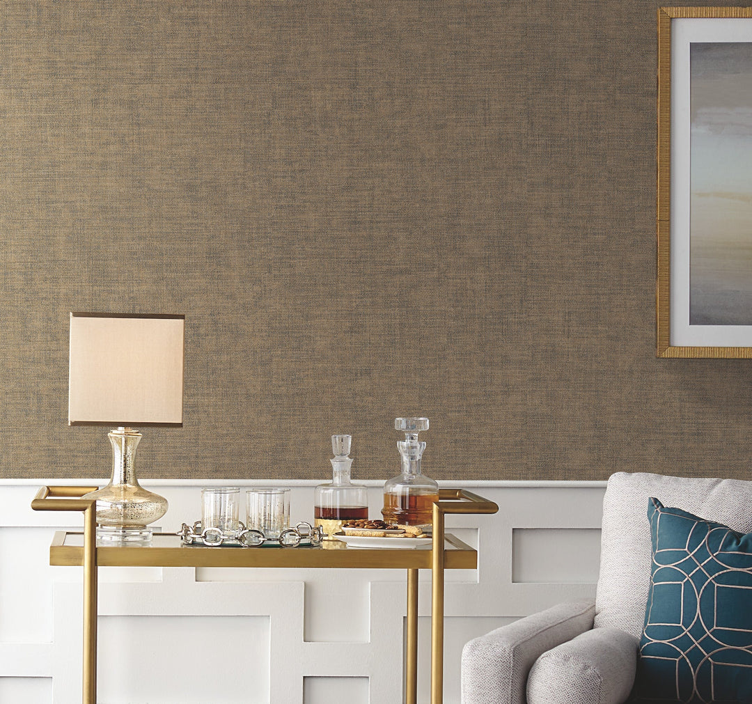 Tabby Weave Texture Brown Wallpaper by York Wallcoverings Designer