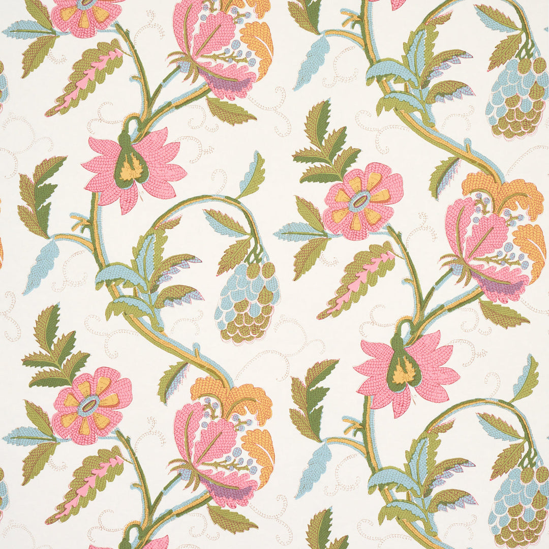 Indali - Pink & Leaf by Schumacher Wallcovering