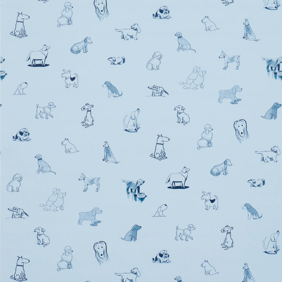 Good Dogs Everywhere - Sky & Navy Blue by Schumacher Wallcovering