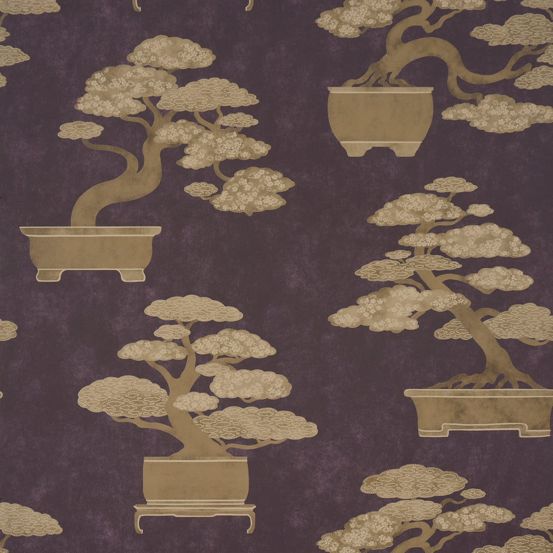 Bonsai Tree - Aubergine by Schumacher Wallcovering