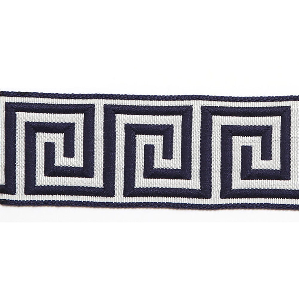 Hellenic Key Jacquard Tape Marine by Europatex Designer Fabric Hellenic 62% Fibranne, 38% Rayon 2.00 inches - Swanky Fabrics -
