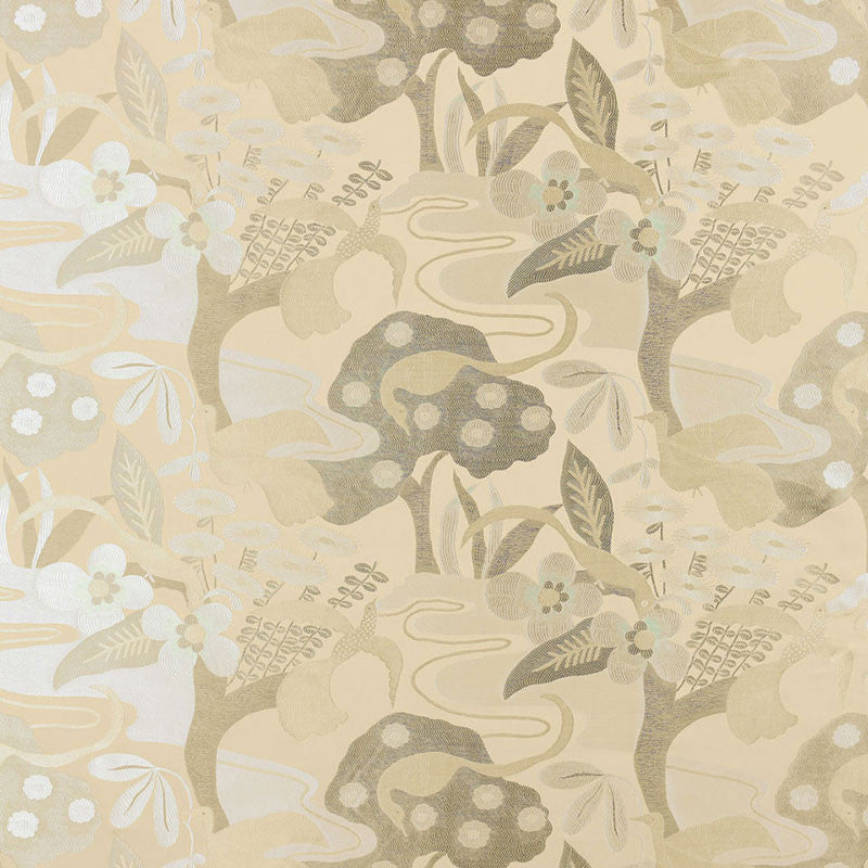 Katsura Lampas Platinum 54072 by Schumacher Fabric Schumacher Fabric Katsura Lampas Platinum 54072Fabric VISCOSE 61% FRANCE </p><p>Repeat: H: HORZ. 27 1/2" (70CM) , V: VERT. 24 1/2" (62CM) 55 - Fabric Carolina -