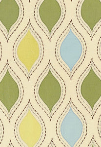 Let'S Dance Chartreuse & Sky 54780 by Schumacher Fabric