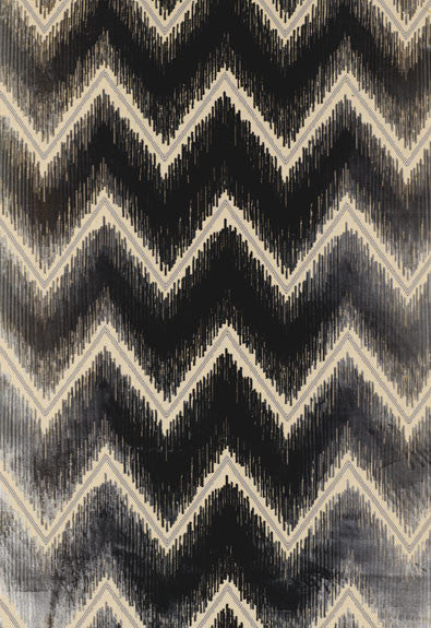 Shock Wave Platinum & Jet 54860 by Schumacher Fabric 125TH-ANNIVERSARY 63% Silk, 37% Cotton Martindale 8,000 Horizontal: 25.25 and Vertical: 14 50.5 - Fabric Carolina -